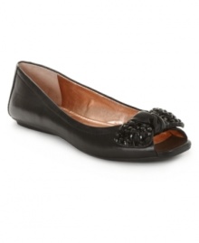 Summerize your shoe wardrobe! With a darling peep-toe topped by a bead-accented bow, the Channah flats from BCBGeneration are a must-have. Summerize your shoe wardrobe! With a darling peep-toe topped by a bead-accented bow, the Channah flats from BCBGeneration are a must-have.