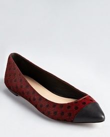 At once playful and polished, Loeffler Randall's polka-dot printed Natalie flats are luxe in sienna-tinted haircalf and a classic cap toe silhouette. At once playful and polished, Loeffler Randall's polka-dot printed Natalie flats are luxe in sienna-tinted haircalf and a classic cap toe silhouette.