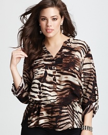 Calvin Klein Plus Size Tiger Print Henley Calvin Klein Plus Size Tiger Print Henley