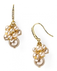Carolee's punchy jewels are in perfect step with fashion's love of statement baubles. Get the look with this pair of clustered pearl drop earrings, accented by gold chain. Carolee's punchy jewels are in perfect step with fashion's love of statement baubles. Get the look with this pair of clustered pearl drop earrings, accented by gold chain.