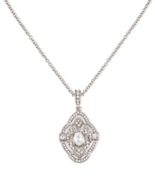 Classic elegance. This necklace from Carolee is crafted from silver-tone mixed metal with a pendant prominently featuring a glass pearl adorned by glass stones for a lustrous touch. Approximate length: 17 inches. Approximate drop: 1/8 inch. Classic elegance. This necklace from Carolee is crafted from silver-tone mixed metal with a pendant prominently featuring a glass pearl adorned by glass stones for a lustrous touch. Approximate length: 17 inches. Approximate drop: 1/8 inch.