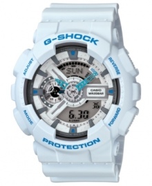 A shock to the system. This bold analog-digital watch from G-Shock livens up your look. A shock to the system. This bold analog-digital watch from G-Shock livens up your look.