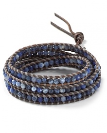 Sodalite semi-precious stones combine with luxe leather in this coveted wrap bracelet from Chan Luu. Sodalite semi-precious stones combine with luxe leather in this coveted wrap bracelet from Chan Luu.