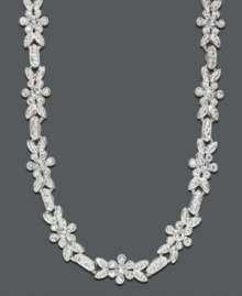 The perfect complement to your favorite evening gown. This sparkling Charter Club necklace features crystal flowers and links set in silver tone mixed metal. Approximate length: 16-1/2 inches. The perfect complement to your favorite evening gown. This sparkling Charter Club necklace features crystal flowers and links set in silver tone mixed metal. Approximate length: 16-1/2 inches.