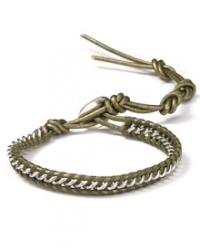 Designer Chan Luu takes eclectic accessorizing downtown with this leather and chain wrap bracelet. A cool contrast piece, it's sure to add an edge to your bracelet stack. Designer Chan Luu takes eclectic accessorizing downtown with this leather and chain wrap bracelet. A cool contrast piece, it's sure to add an edge to your bracelet stack.