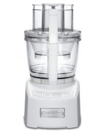 Offering home chefs more options than ever before, this next-generation food processor from Cuisinart is destined for culinary greatness. It comes fully equipped with three interchangeable bowls, plus an adjustable, 6-position slicing disc that ensures results exactly as you intended. Three-year limited warranty. Model FP-14.