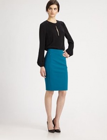 On-trend peekaboo details add a playful approach to this woven silk top with voluminous sleeves. Cutout roundneckFront keyhole detailLong modified bishop sleevesLonger length hits below the hipsWoven silkDry cleanImportedModel shown is 5'9 (175cm) wearing US size 4. On-trend peekaboo details add a playful approach to this woven silk top with voluminous sleeves. Cutout roundneckFront keyhole detailLong modified bishop sleevesLonger length hits below the hipsWoven silkDry cleanImportedModel shown is 5'9 (175cm) wearing US size 4.