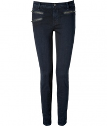 Inject urban attitude into your everyday staple separates with J Brands zipper detailed skinnies, perfect for working the rocker trend with an understated edge - Three zippered front slit pockets, back patch pockets, button closure, belt loops - Form fitting - Team with chunky knits, leather jackets, and kick-around combat boots, or play with contrasts and pair with cashmere pullovers and lady-chic ballerinas Inject urban attitude into your everyday staple separates with J Brands zipper detailed skinnies, perfect for working the rocker trend with an understated edge - Three zippered front slit pockets, back patch pockets, button closure, belt loops - Form fitting - Team with chunky knits, leather jackets, and kick-around combat boots, or play with contrasts and pair with cashmere pullovers and lady-chic ballerinas