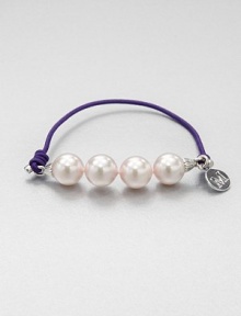 A short strand of four, lustrous pearls on a colorful elastic. Elastic cord10mm round white organic man-made pearlsDiameter, about 3Slip-on styleImported A short strand of four, lustrous pearls on a colorful elastic. Elastic cord10mm round white organic man-made pearlsDiameter, about 3Slip-on styleImported