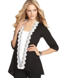 Layered with lace, this two-in-one top from AGB makes getting dressed a breeze with a perfectly-coordinated look! Layered with lace, this two-in-one top from AGB makes getting dressed a breeze with a perfectly-coordinated look!