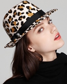 This season, take a walk on the wild side in Juicy Couture's flashy, leopard-printed fedora. This season, take a walk on the wild side in Juicy Couture's flashy, leopard-printed fedora.
