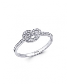 True love is like a knot that never comes undone. The cubic zirconia-encrusted heart on this platinum vermeil pave ring lets her know just how you feel. True love is like a knot that never comes undone. The cubic zirconia-encrusted heart on this platinum vermeil pave ring lets her know just how you feel.