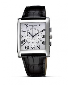 The Carree collection of Frédérique Constant offers classical and traditional design watches, on which the passing of time leaves no trace. Prominent Roman numerals, printed or polished and hand applied to the dial not only offer good legibility, but also give a contemporary spirit to these timeless timepieces. Quartz Chronograph calibre: Hours, Minutes, Seconds, date and Chrono quartz. Made in Geneva, Switzerland. The Carree collection of Frédérique Constant offers classical and traditional design watches, on which the passing of time leaves no trace. Prominent Roman numerals, printed or polished and hand applied to the dial not only offer good legibility, but also give a contemporary spirit to these timeless timepieces. Quartz Chronograph calibre: Hours, Minutes, Seconds, date and Chrono quartz. Made in Geneva, Switzerland.