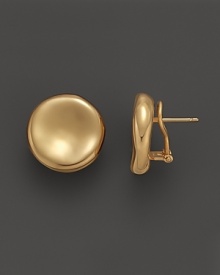 18K yellow gold button earrings with an artful, organic design from Roberto Coin. 18K yellow gold button earrings with an artful, organic design from Roberto Coin.