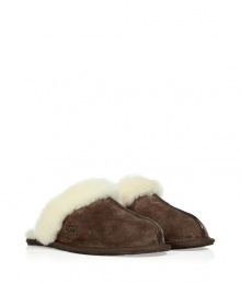 Cozy espresso slippers from Ugg Australia - These luxe slippers feature supple dark brown suede and a comfy lambs wool lining - Stylish seaming down the front with Ugg logo - Stay warm and stylish in these lovely slip-ons Cozy espresso slippers from Ugg Australia - These luxe slippers feature supple dark brown suede and a comfy lambs wool lining - Stylish seaming down the front with Ugg logo - Stay warm and stylish in these lovely slip-ons