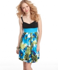 BCX pairs a classic a-line silhouette with brushstroke floral print on this super cute dress that looks great both day and night! BCX pairs a classic a-line silhouette with brushstroke floral print on this super cute dress that looks great both day and night!