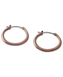 A darling design worth indulging. These small hoop earrings from Fossil are covered in chocolate hues for sweet style. Crafted in brown ion-plated stainless steel. A darling design worth indulging. These small hoop earrings from Fossil are covered in chocolate hues for sweet style. Crafted in brown ion-plated stainless steel.
