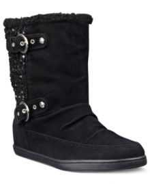Weather the cold in the Radella faux-fur booties by G by GUESS. With buckles around the shaft and a small platform, it's the perfect shoe to get you through those chilly days. Weather the cold in the Radella faux-fur booties by G by GUESS. With buckles around the shaft and a small platform, it's the perfect shoe to get you through those chilly days.