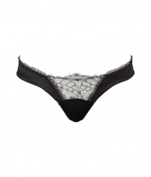Sexy and elegant thong created from fine black silk blend and lace - Wonderfully supple fit is stylish, comfortable and seductive - Pair with matching Balconette bra for the complete look Sexy and elegant thong created from fine black silk blend and lace - Wonderfully supple fit is stylish, comfortable and seductive - Pair with matching Balconette bra for the complete look