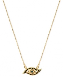 All eyes will be on you with this pendant necklace from RACHEL Rachel Roy. Crafted from gold-tone mixed metal and accented with glass stones, it's quite the sight. Approximate length: 14 inches + 2-inch extender. Approximate diameter: 3/4 inch. All eyes will be on you with this pendant necklace from RACHEL Rachel Roy. Crafted from gold-tone mixed metal and accented with glass stones, it's quite the sight. Approximate length: 14 inches + 2-inch extender. Approximate diameter: 3/4 inch.