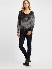 Tie-dyed modal cowlneck with long dolman sleeves and a fitted hem. CowlneckLong dolman sleevesModalMachine washImportedModel shown is 5'11 (180cm) wearing US size 4. Tie-dyed modal cowlneck with long dolman sleeves and a fitted hem. CowlneckLong dolman sleevesModalMachine washImportedModel shown is 5'11 (180cm) wearing US size 4.