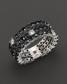 Rows of faceted black sapphires sparkle with diamonds set in 18K. white gold. By Roberto Coin. Rows of faceted black sapphires sparkle with diamonds set in 18K. white gold. By Roberto Coin.