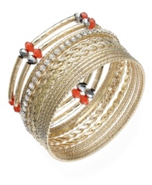 Set yourself up nicely for the evening with this offering from INC International Design Concepts. This bangle bracelet set is crafted from 12k gold-plated mixed metal and features rhinestone and glass accents. Approximate diameter: 2-1/2 inches. Set yourself up nicely for the evening with this offering from INC International Design Concepts. This bangle bracelet set is crafted from 12k gold-plated mixed metal and features rhinestone and glass accents. Approximate diameter: 2-1/2 inches.