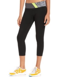 Break a sweat in style with Ideology's cropped active pants. The colorblocked waistband adds a touch of fun to any workout! Break a sweat in style with Ideology's cropped active pants. The colorblocked waistband adds a touch of fun to any workout!