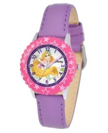 Let your hair down! Help your kids stay on time with this fun Time Teacher watch from Disney. Featuring Disney princess Rapunzel, the hour and minute hands are clearly labeled for easy reading.