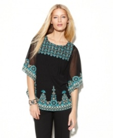 INC's embroidered top makes getting the boho-chic look so easy! Intricate embroidery adds to the global-glam look. INC's embroidered top makes getting the boho-chic look so easy! Intricate embroidery adds to the global-glam look.