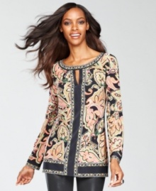 INC mixes bold patterns and bright hues with a fluid silhouette for a fabulous tunic you'll wear again and again. INC mixes bold patterns and bright hues with a fluid silhouette for a fabulous tunic you'll wear again and again.