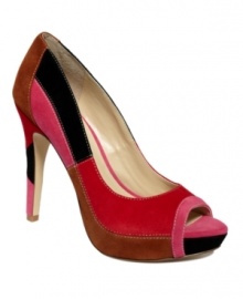 Good vibrations. Add attitude to your look with the vibrant, colorblocked suede of the Pattie peep-toe pumps by INC International Concepts. Good vibrations. Add attitude to your look with the vibrant, colorblocked suede of the Pattie peep-toe pumps by INC International Concepts.