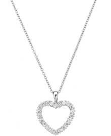 Clearly chic. Embellished with dazzling clear cubic zirconias (3/8 ct. t.w.), CRISLU's children's heart pendant necklace makes the perfect present for your little one. Crafted in sterling silver over platinum. Approximate length: 13 inches + 1-1/2 inch extender. Approximate drop: 5/8 inch. Clearly chic. Embellished with dazzling clear cubic zirconias (3/8 ct. t.w.), CRISLU's children's heart pendant necklace makes the perfect present for your little one. Crafted in sterling silver over platinum. Approximate length: 13 inches + 1-1/2 inch extender. Approximate drop: 5/8 inch.