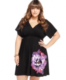 Toast spring's arrival with ING's short sleeve plus size dress, blooming a floral print. Toast spring's arrival with ING's short sleeve plus size dress, blooming a floral print.