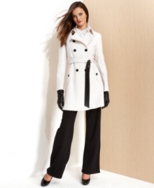 DKNY's wool-blend trench coat keeps you warm  - and stylish - all season. This chic topper is subtle yet totally striking.