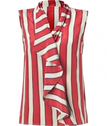 Bring bold style to your look with this must-have silk top from Etro - V-neck with asymmetrical draped overlay, sleeveless, relaxed silhouette, all-over stripe print - Wear with a bold-shoulder blazer, skinny jeans, and high-heel booties Bring bold style to your look with this must-have silk top from Etro - V-neck with asymmetrical draped overlay, sleeveless, relaxed silhouette, all-over stripe print - Wear with a bold-shoulder blazer, skinny jeans, and high-heel booties