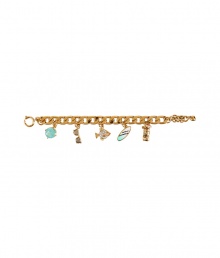 Channel the sun and fun of summertime with this quirky-cool surf-inspired charm bracelet from Juicy Couture - Gold-tone surf-themed charms on an adjustable gold-tone thick chain - Wear with a flirty floral frock and espadrille wedges Channel the sun and fun of summertime with this quirky-cool surf-inspired charm bracelet from Juicy Couture - Gold-tone surf-themed charms on an adjustable gold-tone thick chain - Wear with a flirty floral frock and espadrille wedges