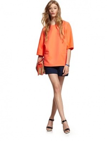 Sleek woven twill, slightly oversized in a mod scoopneck sheath.Raglan shouldersThree-quarter sleevesBodice dartsWelt pocketsAbout 26 from shoulder to hemPolyesterMachine washImportedModel shown is 5'10 (177cm) wearing US size Small. Sleek woven twill, slightly oversized in a mod scoopneck sheath.Raglan shouldersThree-quarter sleevesBodice dartsWelt pocketsAbout 26 from shoulder to hemPolyesterMachine washImportedModel shown is 5'10 (177cm) wearing US size Small.