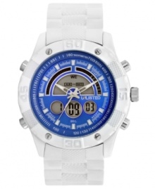 A truly unique watch from Unlisted -- with white and blue color and digital subdials.