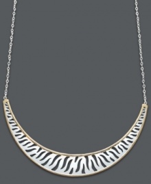 Perfect for prowling. Giani Bernini's zebra print cut-out necklace embraces some seriously fierce fashion. Crafted in sterling silver and 24k gold over sterling silver. Approximate length: 18 inches. Approximate drop: 3 inches. Perfect for prowling. Giani Bernini's zebra print cut-out necklace embraces some seriously fierce fashion. Crafted in sterling silver and 24k gold over sterling silver. Approximate length: 18 inches. Approximate drop: 3 inches.
