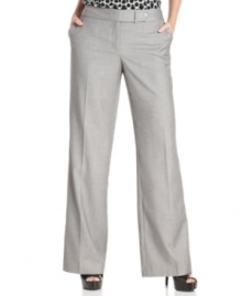 A turnlock closure and wide-leg silhouette give Calvin Klein's petite pants polished modern appeal. Easily pairs with other pieces from the full collection of suit separates. A turnlock closure and wide-leg silhouette give Calvin Klein's petite pants polished modern appeal. Easily pairs with other pieces from the full collection of suit separates.