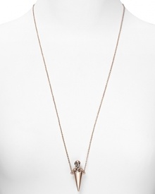 If Gothic glamor got a modern update, the result would look a lot like this. This House of Harlow 1960 cocktail necklace, works an edgy vibe with plated skull vile pendant. If Gothic glamor got a modern update, the result would look a lot like this. This House of Harlow 1960 cocktail necklace, works an edgy vibe with plated skull vile pendant.
