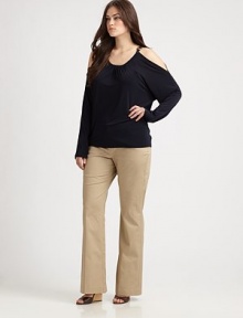 Slip on these classic twill pants featuring back waist darts to ensure a modern and flattering fit. Hook-and-eye closureZip flyFront pocketsBack waist dartsBelt loopsBack welt pocketsInseam, about 3297% cotton/3% spandexMachine washImported Slip on these classic twill pants featuring back waist darts to ensure a modern and flattering fit. Hook-and-eye closureZip flyFront pocketsBack waist dartsBelt loopsBack welt pocketsInseam, about 3297% cotton/3% spandexMachine washImported