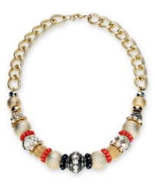 On fire. INC International Concepts heats things up with this necklace crafted from 12k gold-plated mixed metal. Fireballs and rondelles provide the perfect accent. Approximate length: 20 inches. On fire. INC International Concepts heats things up with this necklace crafted from 12k gold-plated mixed metal. Fireballs and rondelles provide the perfect accent. Approximate length: 20 inches.