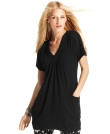 INC's draped tunic creates the perfect background for printed leggings or a statement necklace. Or try another way to wear it -- balance out the relaxed silhouette with a fitted mini skirt! INC's draped tunic creates the perfect background for printed leggings or a statement necklace. Or try another way to wear it -- balance out the relaxed silhouette with a fitted mini skirt!