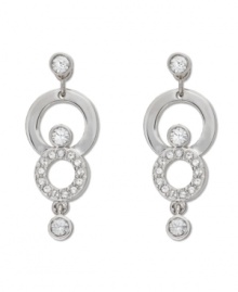 Swarovski's double circle crystal pave drop earrings do double duty: Wear them day or night for an added touch of sparkle! Crafted in silver tone mixed metal. Approximate drop: 1-1/5 inches. Swarovski's double circle crystal pave drop earrings do double duty: Wear them day or night for an added touch of sparkle! Crafted in silver tone mixed metal. Approximate drop: 1-1/5 inches.