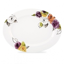 The easiest way to always have flowers on your table, these charcoal blooms give a modern-edge to a traditional style. Brushed with shades of peach, mustard, plum and olive, this artful dinnerware is the perfect complement to your artisanal creations. The easiest way to always have flowers on your table, these charcoal blooms give a modern-edge to a traditional style. Brushed with shades of peach, mustard, plum and olive, this artful dinnerware is the perfect complement to your artisanal creations.
