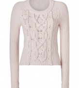 With a vintage hue and textural knit front panel, Marc by Marc Jacobs ribbed pullover lends cool Downtown edge to any outfit - Round neckline, raglan long sleeves, folded cuffs, ribbed knit trim - Slim fit - Wear over a tissue tee with favorite skinnies and booties