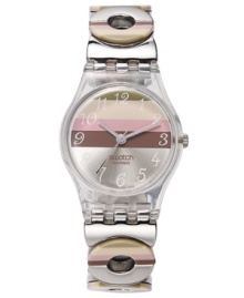 Pastels and angular accents create a stunning timepiece from Swatch's Metallic Dune collection. Pastels and angular accents create a stunning timepiece from Swatch's Metallic Dune collection.