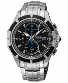 Crafted with the finest materials by expert watchmakers, this chronograph timepiece from Seiko is built-to-last. Crafted with the finest materials by expert watchmakers, this chronograph timepiece from Seiko is built-to-last.